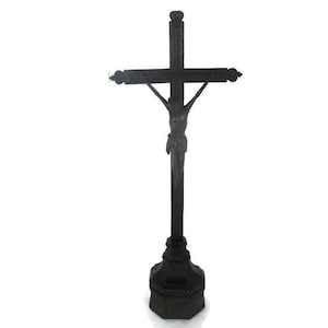 18th 19th C Antique Completely Wood Standing Church Crucifix Jesus Christ WOW L