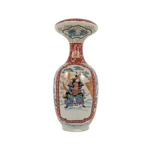 Japanese  Porcelain Vintage Kutani Vase Polychrome antique 1900s Samurai Warrior