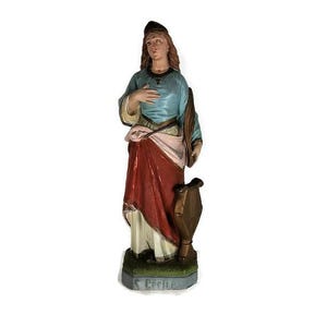 Large statue Plaster Saint Cecilia Cecelia Martyr Patroness musicians Collector Very Rare