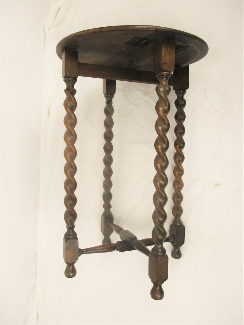 Barley Twist Wood Side Occasional Wine Coffee Tea Table Pedestal Plant Stand pliable