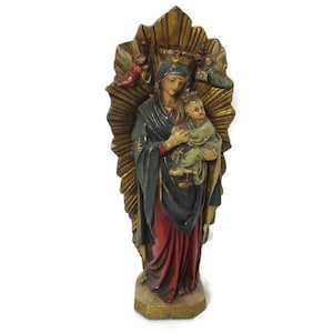 Statue Our Lady of Perpetual Help Perpetuo Socorro Child Plaster HTF Polychrome