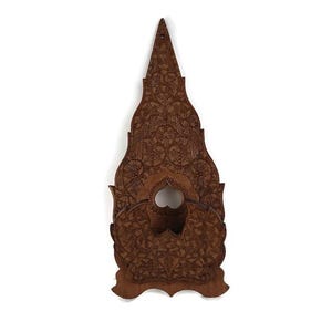 Ornate hand Carved Wood wooden Wall Rack Letter box modernist vintage