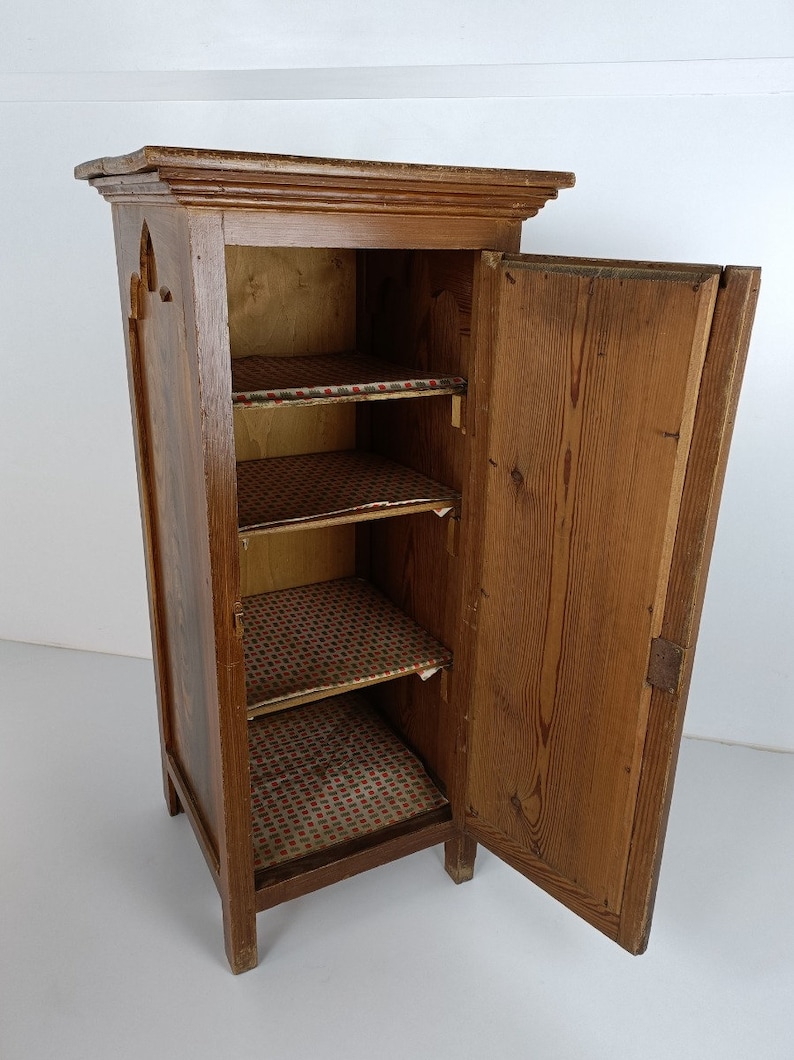 Large Filing Standing Cabinet Palissander Look Wood Gothic Style Antique Gorgeous image 5