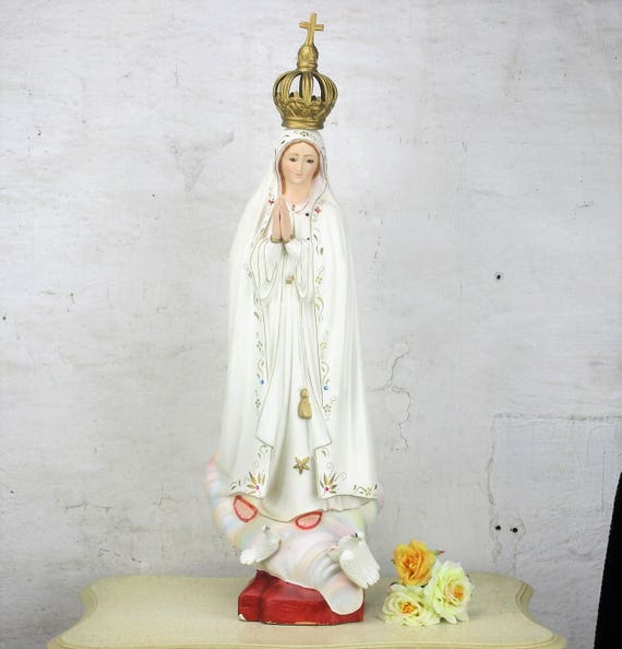 Grosse Statue Unsere Liebe Frau Fatima Portugal Krone Tauben Etsy