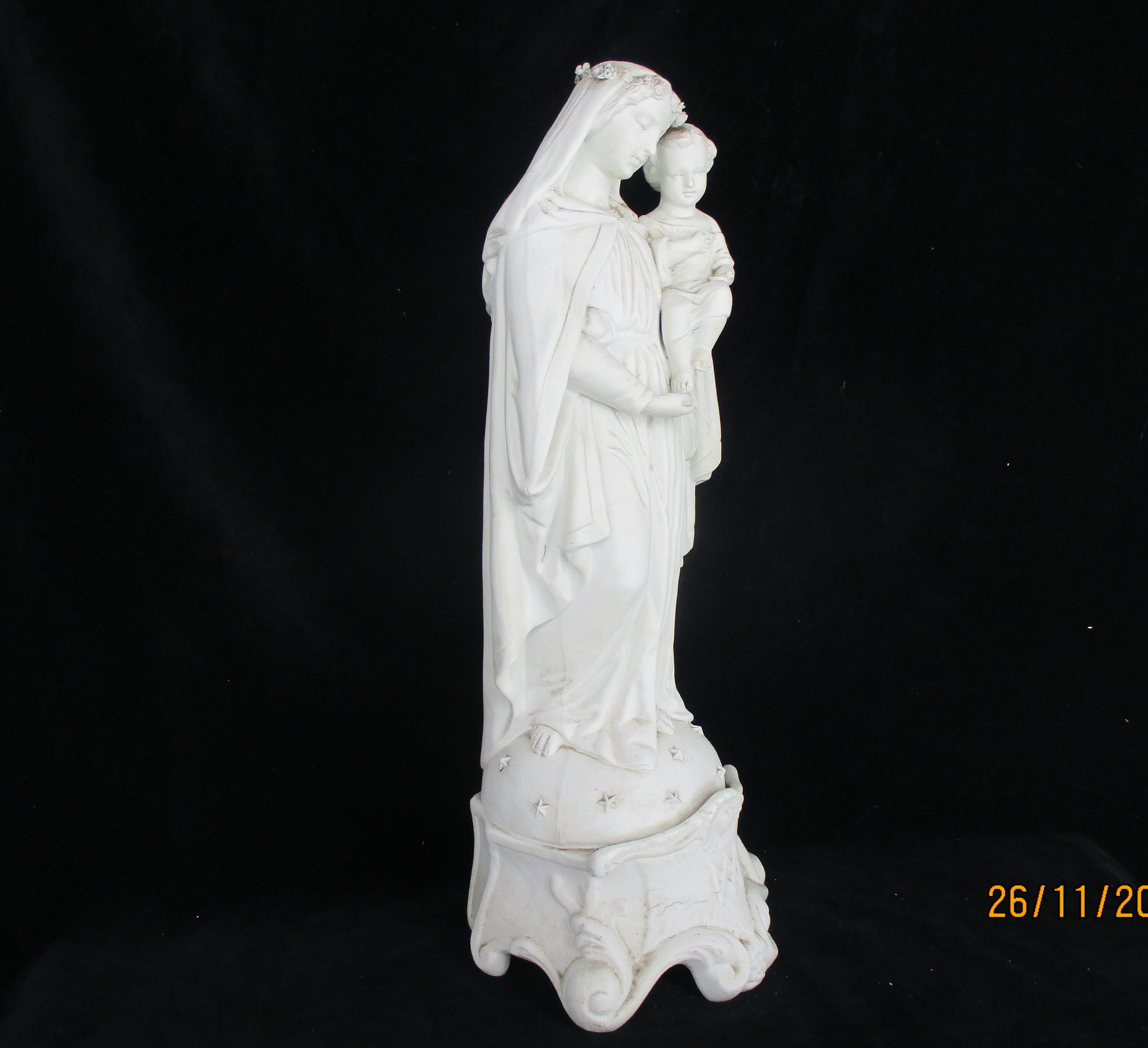 Large French Antique 1900 Bisque Statue Virgin Mary Our Lady Madonna ...