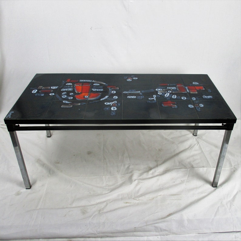 Mid Century Coffee table Italian Art Design Ceramic Tiles Pop Art Vintage Retro
