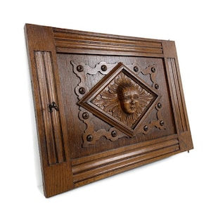 antico pannello per porta armadio fronte rovere intagliato a mano in legno architettonico di recupero ornato