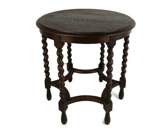 Magnificent large Coffee Dining table carved wood antique Barley Twist Barn Farmhouse style