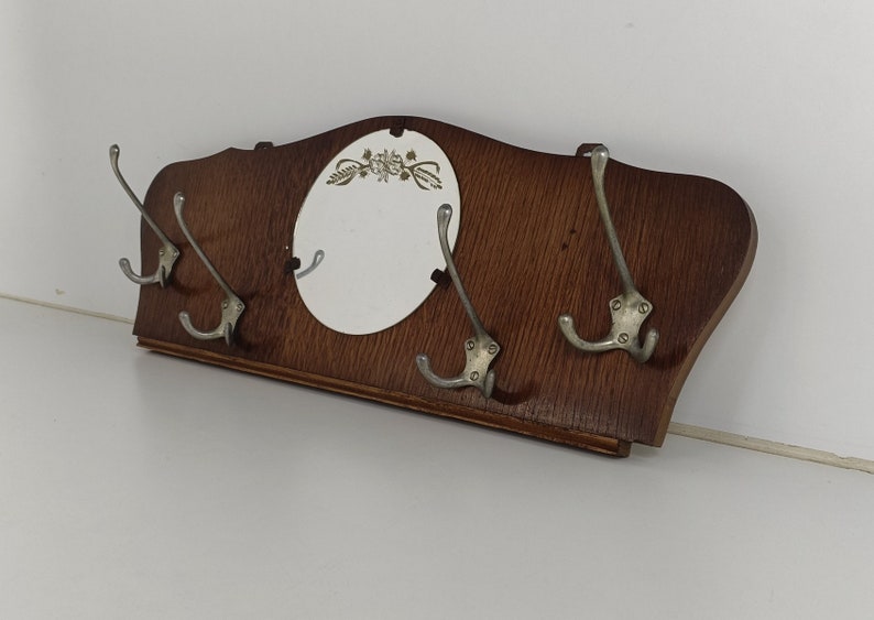Vintage Mid Century Modern Wood Hat Rack Chrome Wood Industrial ...