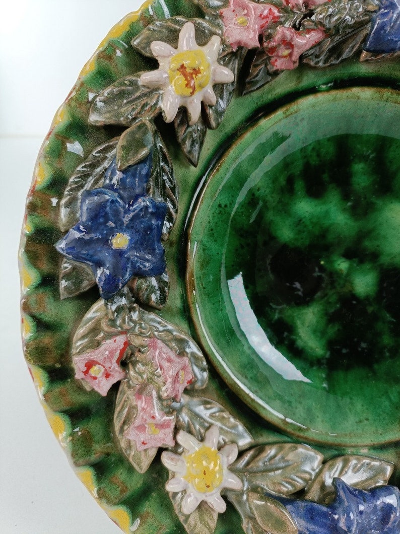 Antique Art Deco Pottery faience Ceramic Charger Plate France Decorative image 8
