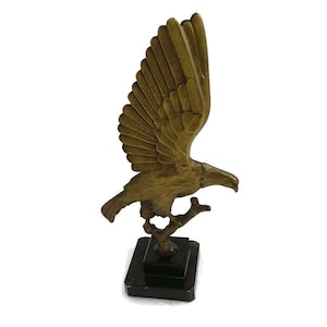 Figurine bronze laiton statue statue sculpture sur socle en marbre vintage