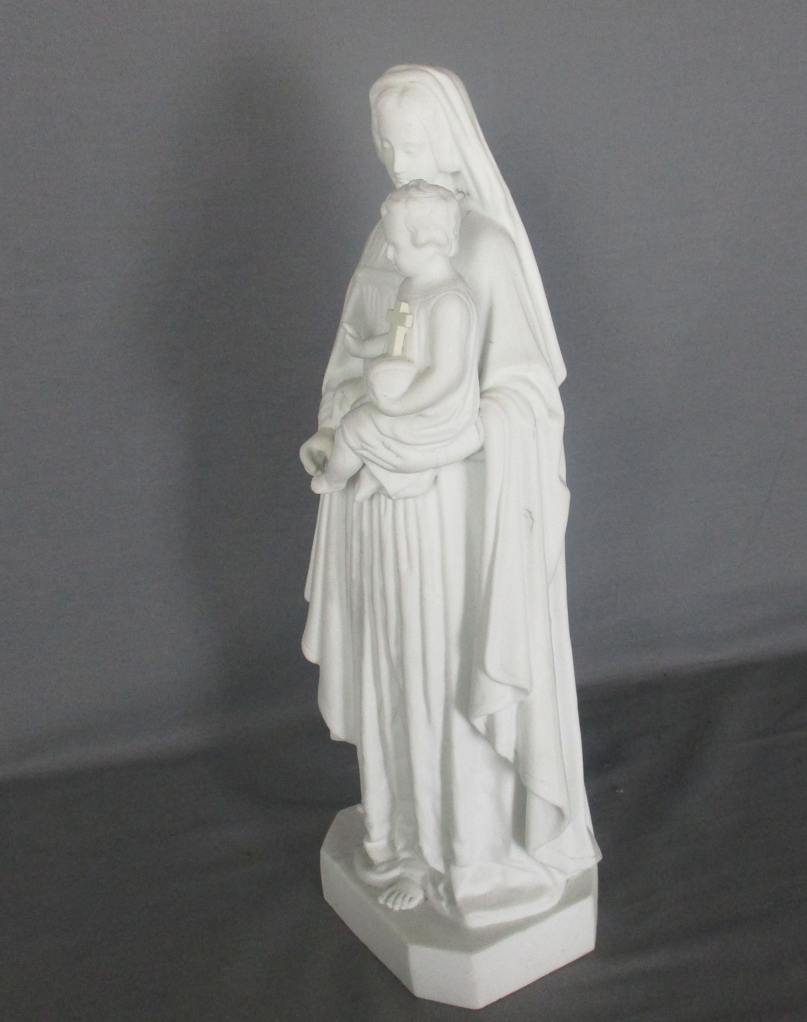 Antique 1900 Bisque Statue Virgin Mary Our Lady Madonna Infant Jesus ...