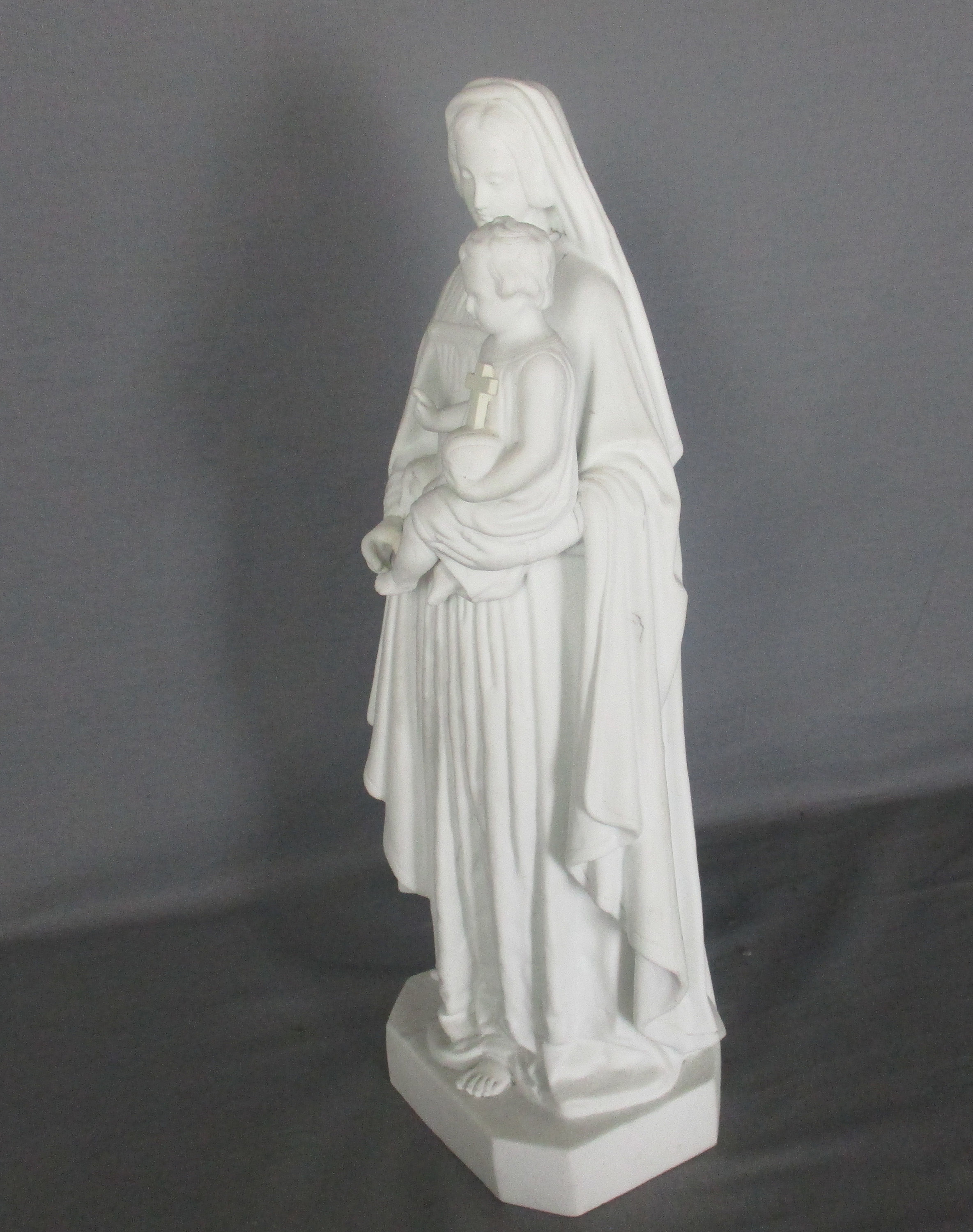 Antique 1900 Bisque Statue Virgin Mary Our Lady Madonna Infant Jesus ...