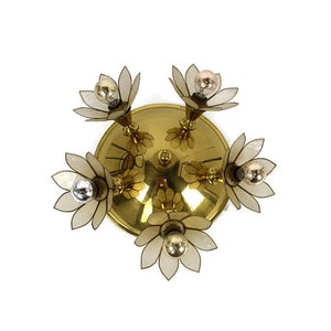 Plafonière Fixture Lamp Flushmount Brass Mother of Pearl Vintage Gorgeous