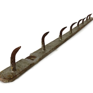 XL antique French Butcher Rack Iron  Hooks Primitive Industrial Kitchen Rustic authentic