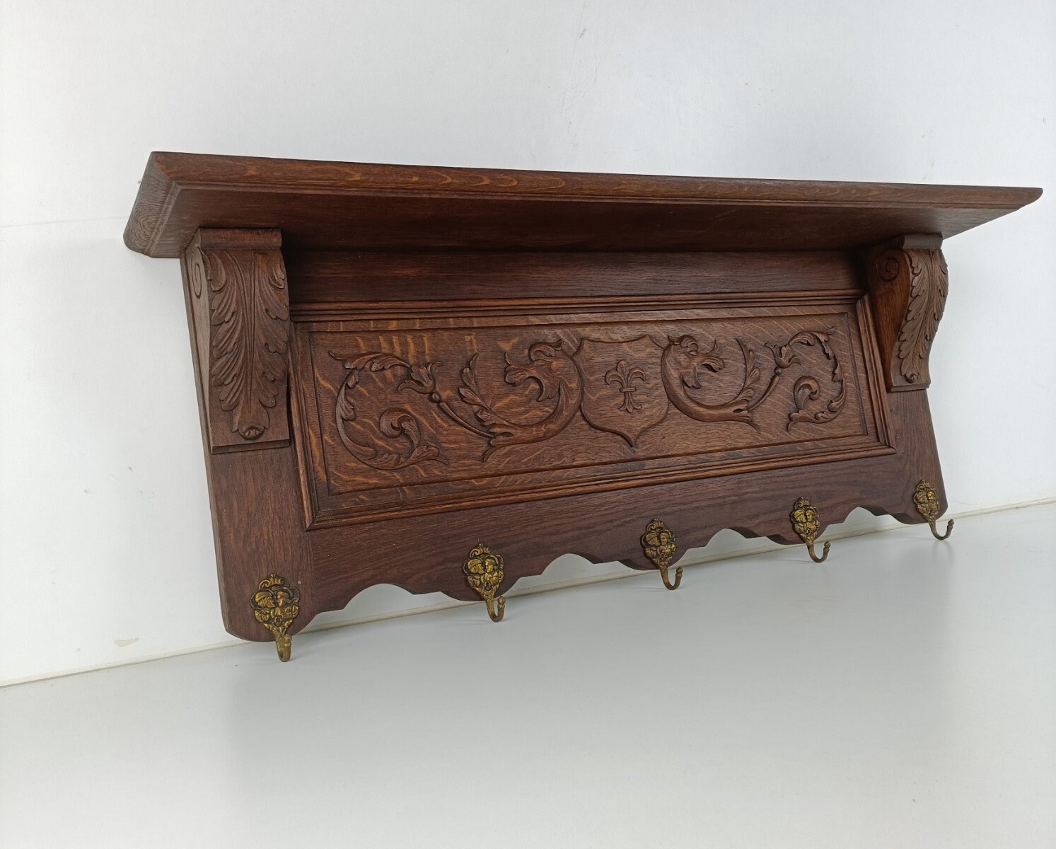 Etched Rack Gorgeous Antique Carved Wood Coat Hat Rack Ornate Etched Hand Carved ...