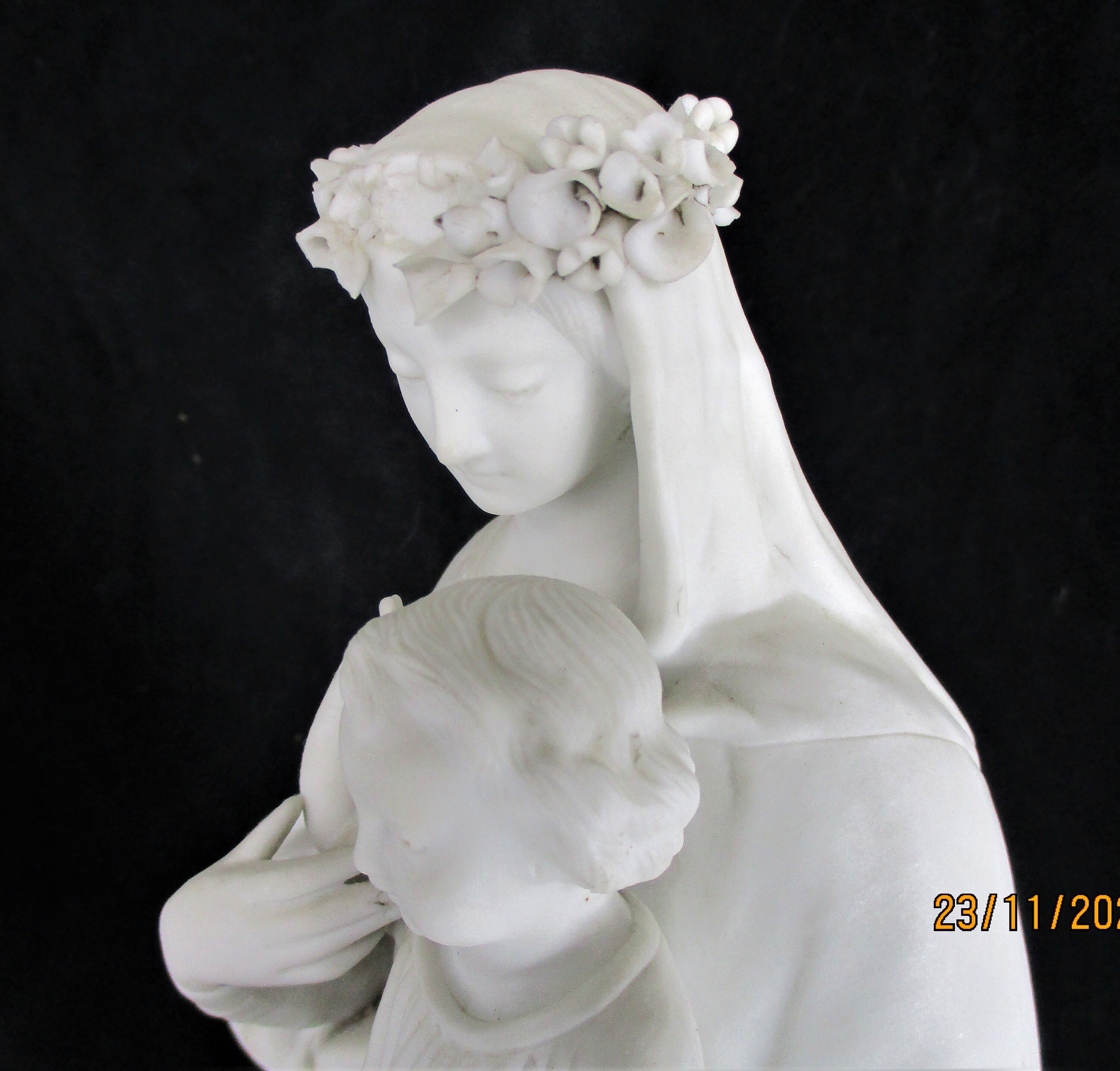 Large French Antique 1900 Bisque Statue Virgin Mary Our Lady Infant ...