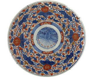 Japanese Imari XL Ceramic Vintage  Porcelain Dish Platter Charger Plate Polychrome