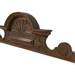 Gorgeous antique hand carved wood wooden pediment over door architectural reclaimed small