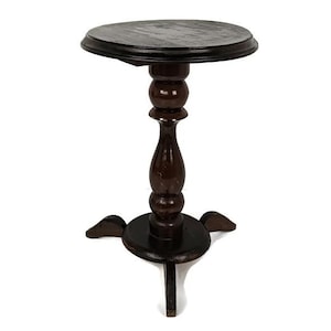 Pedestal de madera lacada, mesa auxiliar de madera tallada vintage, soporte para plantas estilo granero