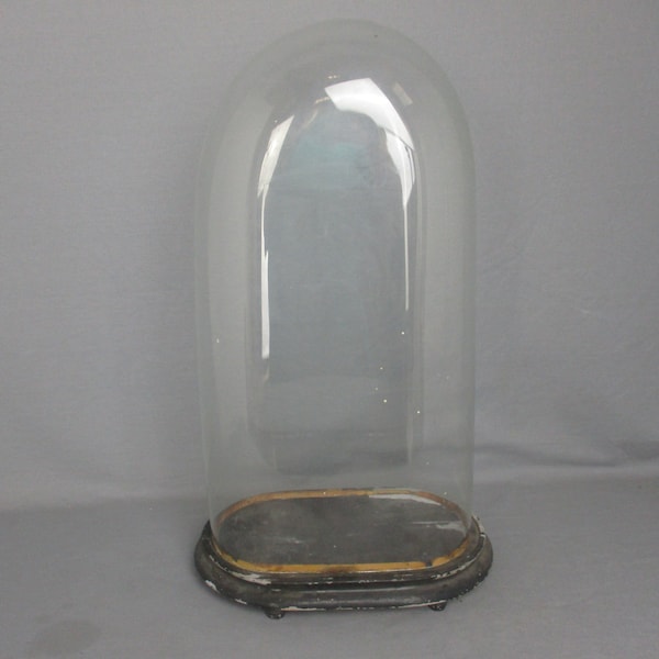 Antique Victorian Oval Hand Blown Glass Globe Dome Doll Clock 20.27" 10.62"