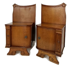 Pair Couple Antique Nightstands End tables Dresser Vanity Cabinets Jugendstil