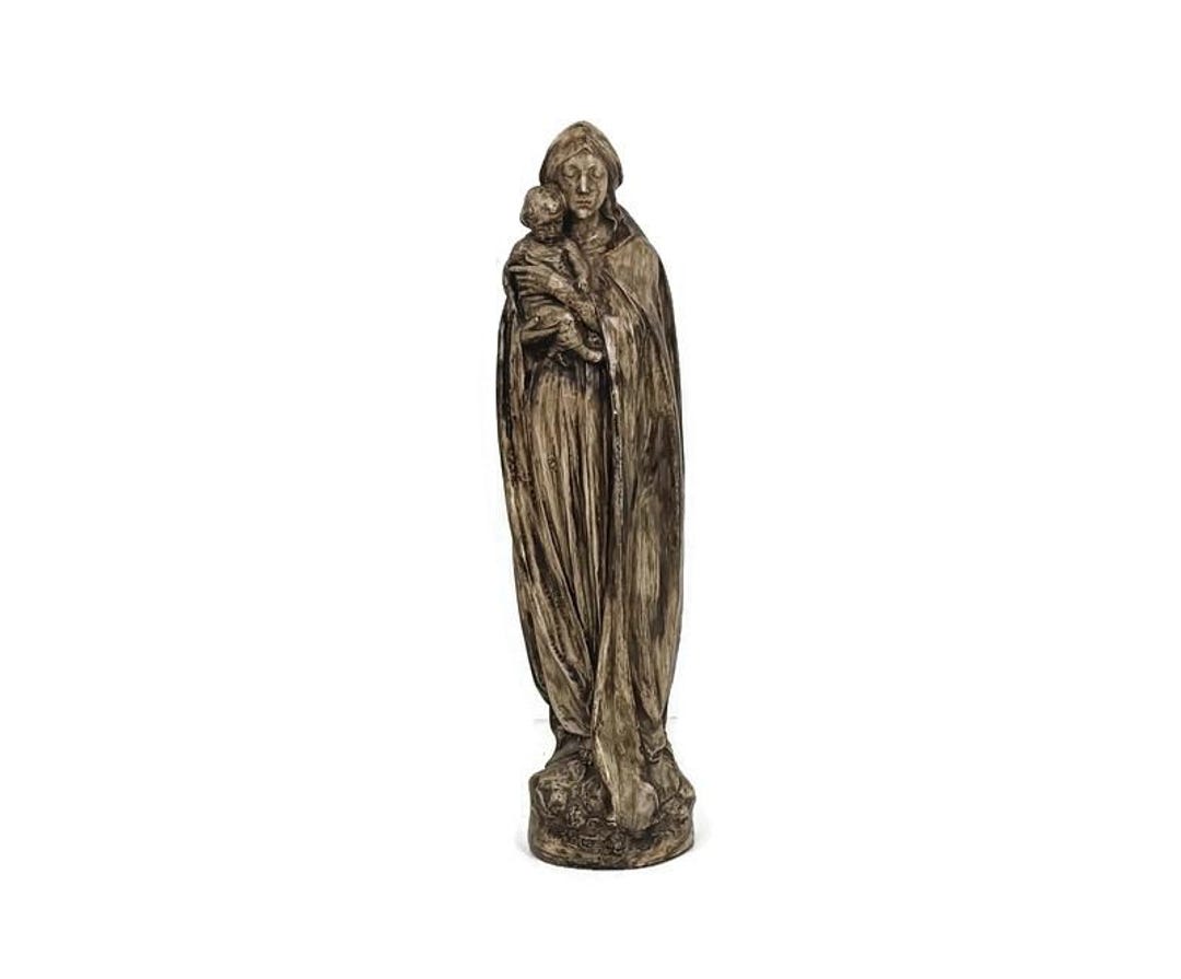 Large Statue Plaster Antique Art Deco Virgin Mary Madonna With Infant ...