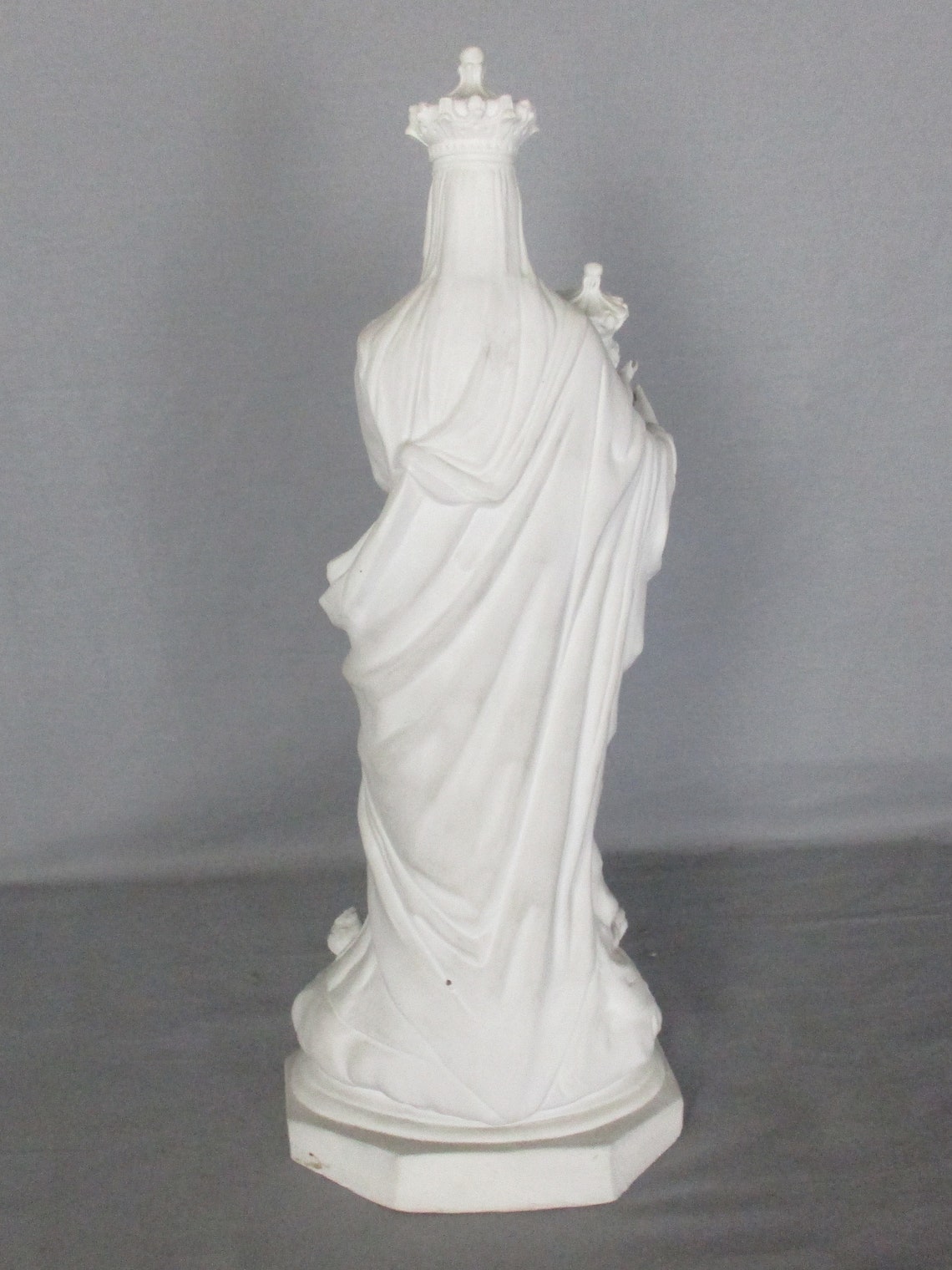French Antique 1900 Bisque Statue Virgin Mary Our Lady Victoire Madonna ...