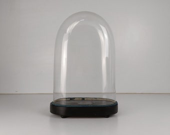 Antieke Victoriaanse ovale handgeblazen glazen Globe Dome Doll Clock 18,7" 12,2"