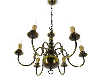 Flemish Dutch Chandelier 6 Arm Lights Brass Eagle Barn Farm Countryhouse Style