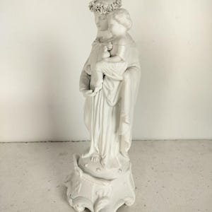 Antique Bisque Porcelain Statue Figurine Virgin Mary Madonna Infant ...