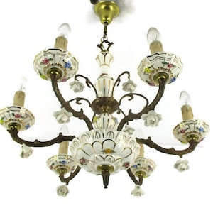 Capodimonte-Style Chandelier 6 arm Italian Porcelain Gorgeous Porcelain Flowers