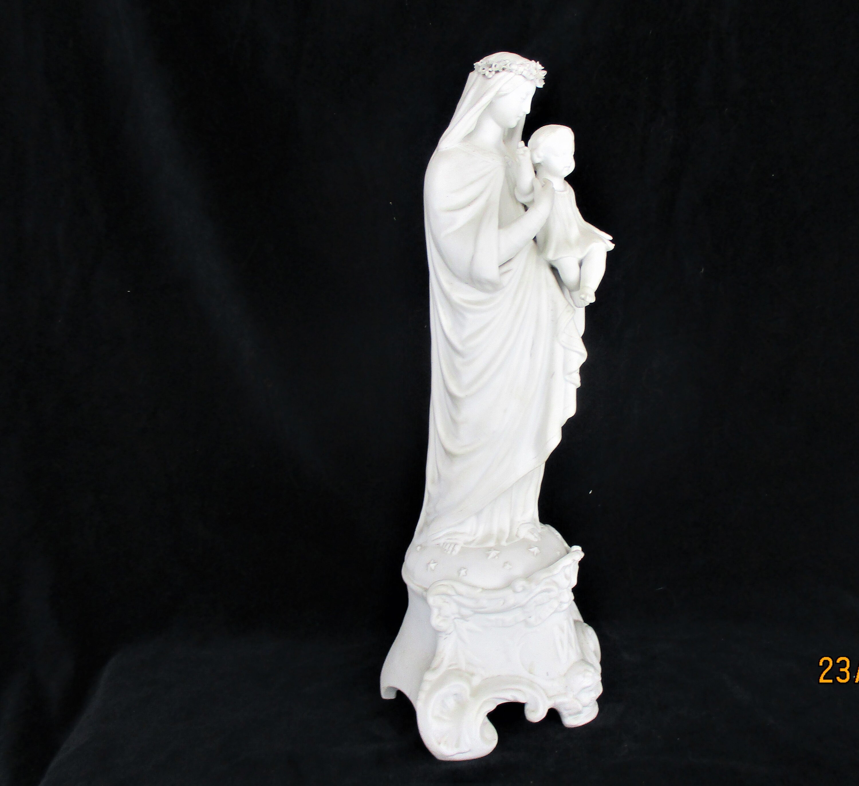 Large French Antique 1900 Bisque Statue Virgin Mary Our Lady Infant ...