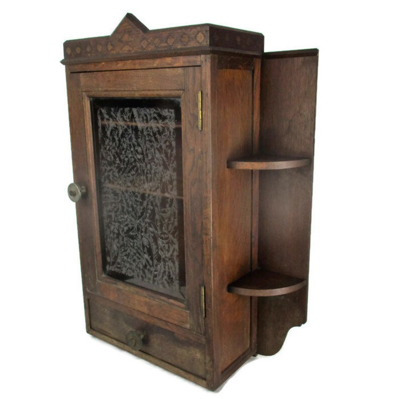 Vintage Kitchen Apothecary Bathroom Wall Cabinet Etched Glass Etsy