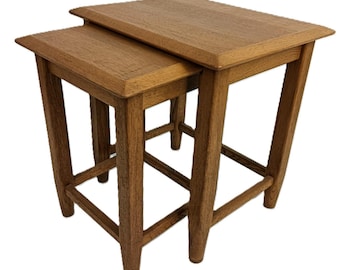 Set of Two Vintage Scandinavian Wood Nesting & Stacking Tables