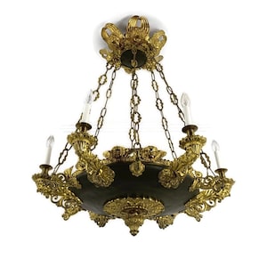 Neo Classic Bronze Doré French Empire Chandelier 18th century XXL Huge Stunning 6 lights