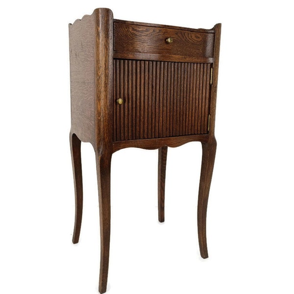 Table d'appoint Art Déco Art Nouveau marron Table de chevet Antique Belle façade en bois