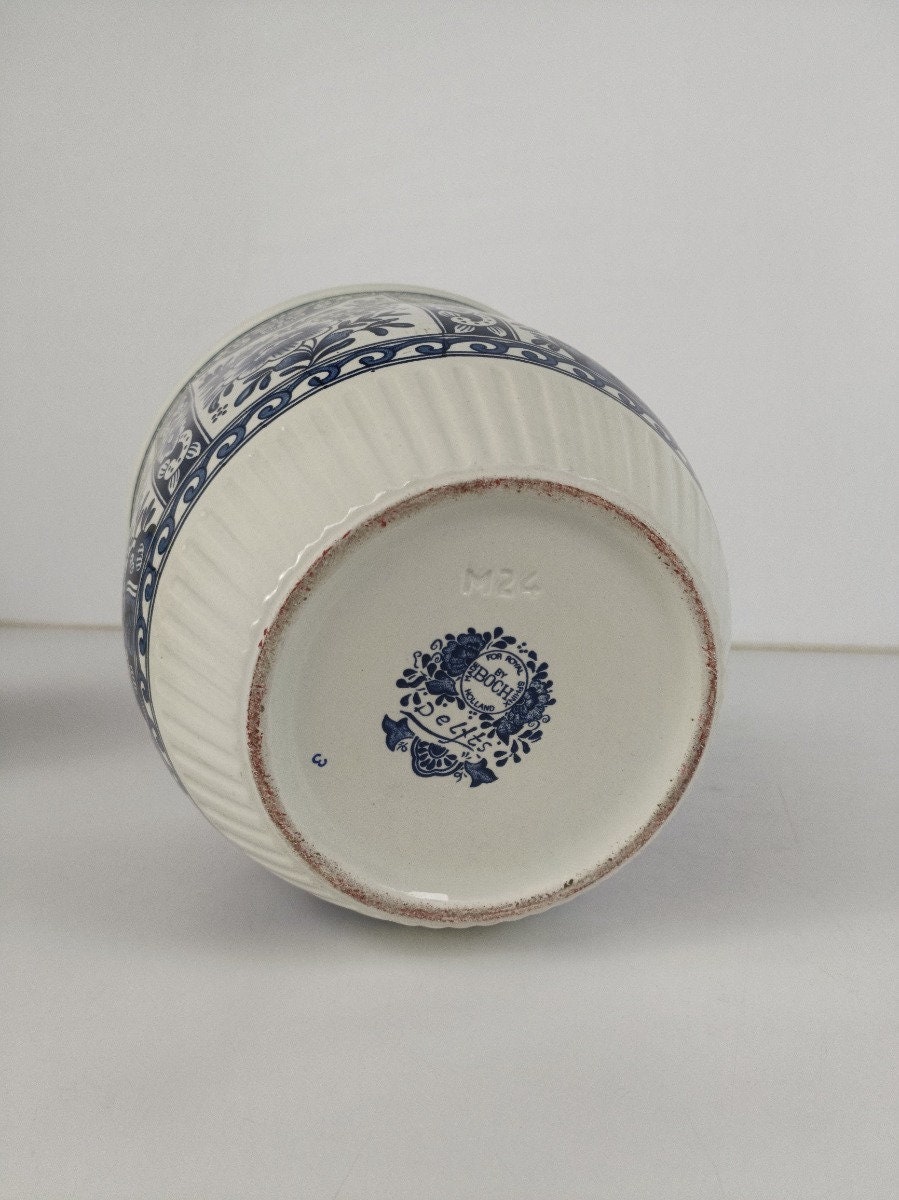 Vintage Boch Royal Sphinx Delfts Blue White Flower Pot Jardiniere
