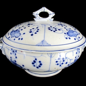 Antique Royal Copenhagen blue Fluted Soup Tureen Dish Marked Sarreguemines 1875-1900