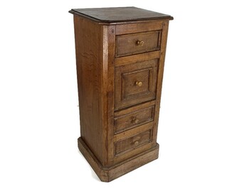 Antique  Nightstand End table bedroom cabinet French Oak chest of drawers Very rare