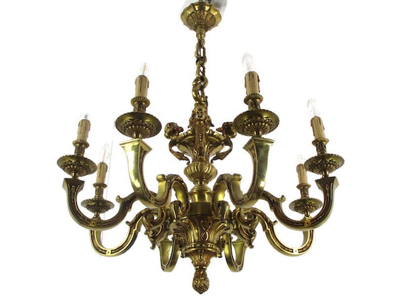 French Mazarin Gilded Bronze Chandelier Impressive Castle 8 Lights