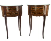Couple Italian Marquetry Wooden Nightstands End Tables Chest of drawers WOW