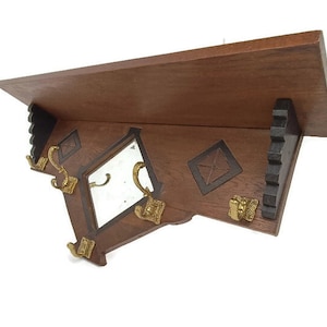coat rack art deco with Mirror hand carved wood antique gorgeous Inlay