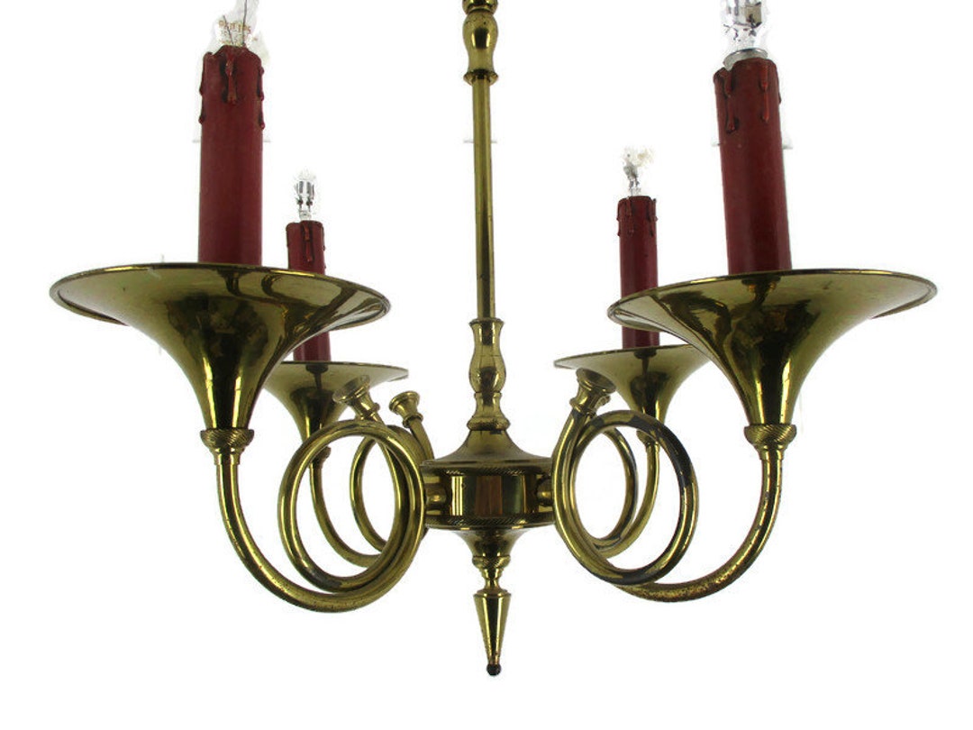 Trumpet Chandelier Trumpet Wall Sconce Brass 4 Arms Etsy