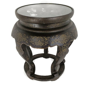 Chinese Antique Round Table Ornate Wood Carved wood Inlay Side Bonsai table Gorgeous