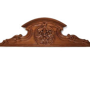 Beautiful Hand Carved Wood Antique Pediment Ornate Over door Architectural reclaimed Salvaged flowers