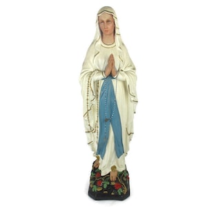 Large Monastry Chapel Statue Virgin Mary Madonna Our Lady of Lourdes  Plaster France 34.25&quot;