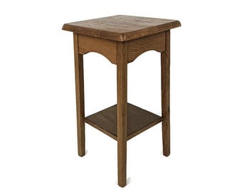 Vintage Stool Pedestal plant stand side Occasional table vintage  two tier carved wood
