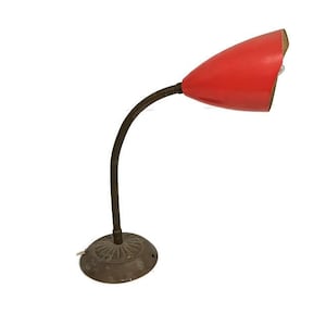 Mid Century Desk Table Lamp Stilnovo style red retro working space age funky