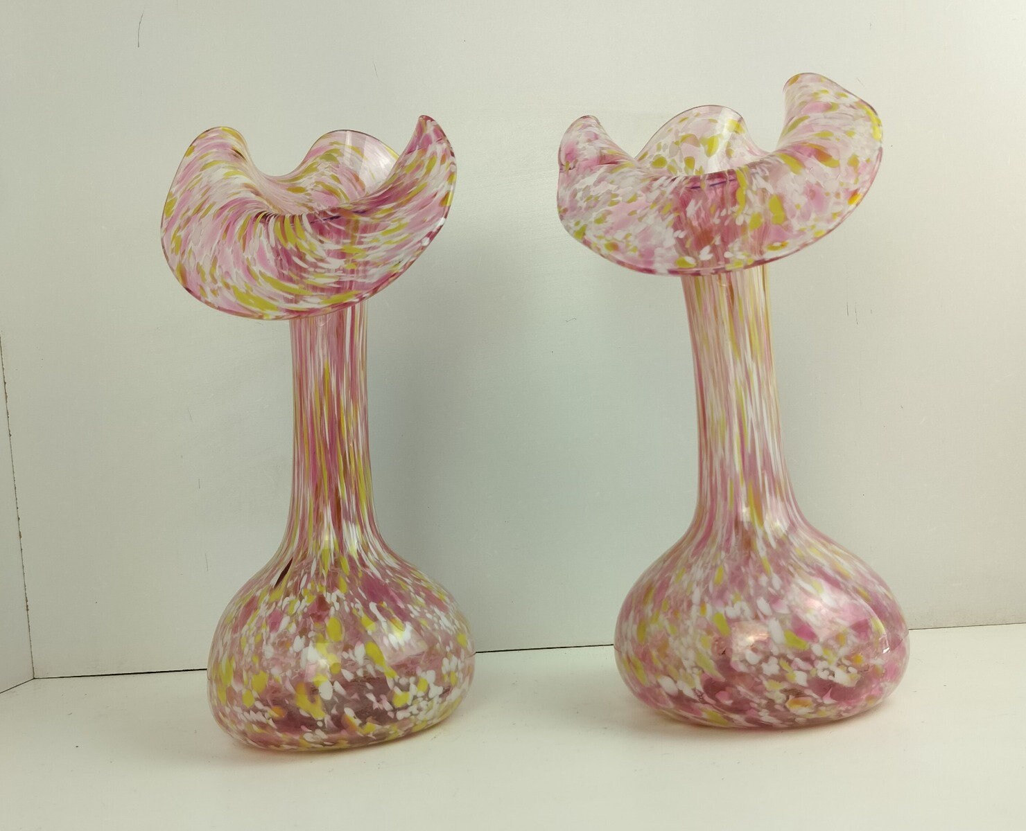 ペアヴィンテージムラーノイタリアミルフィオリ花瓶特にトップが美しい